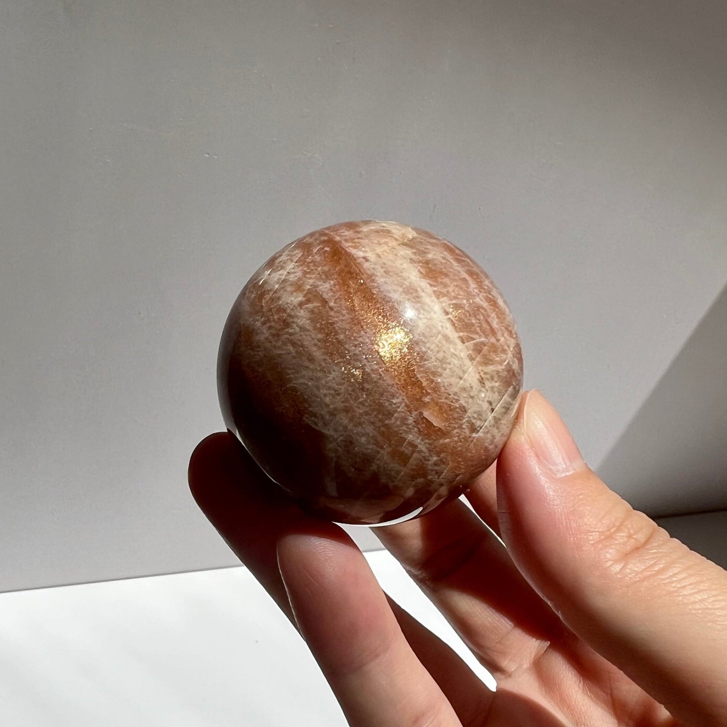 Gold Orange Flash Sunstone Moonstone Small Sphere