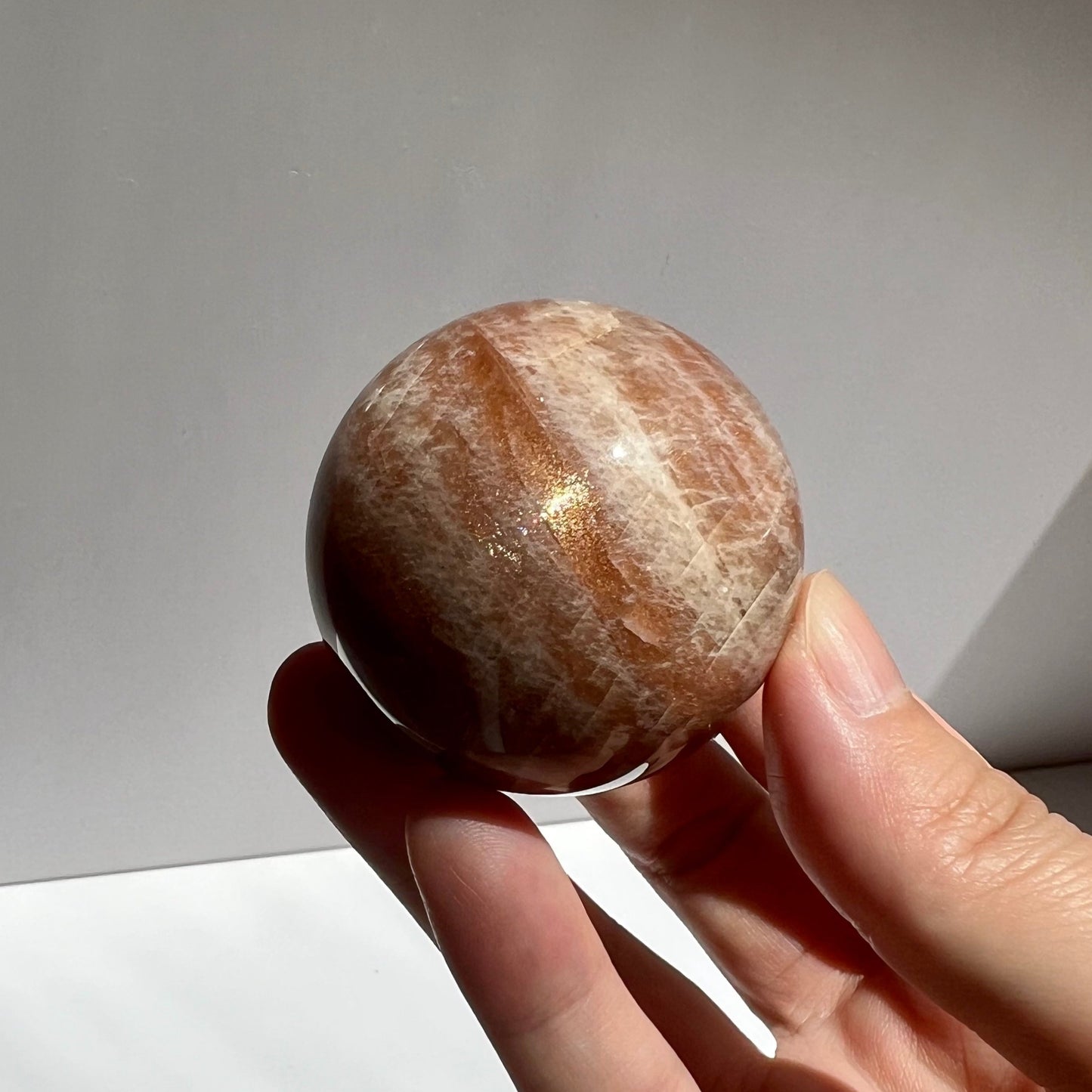 Gold Orange Flash Sunstone Moonstone Small Sphere