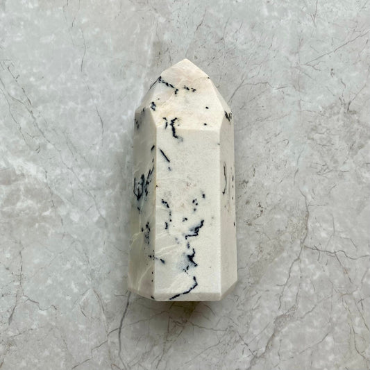 Beige White Salmon Jasper Crystal Tower