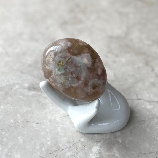 Flower Sakura Agate Palmstone with Plumes