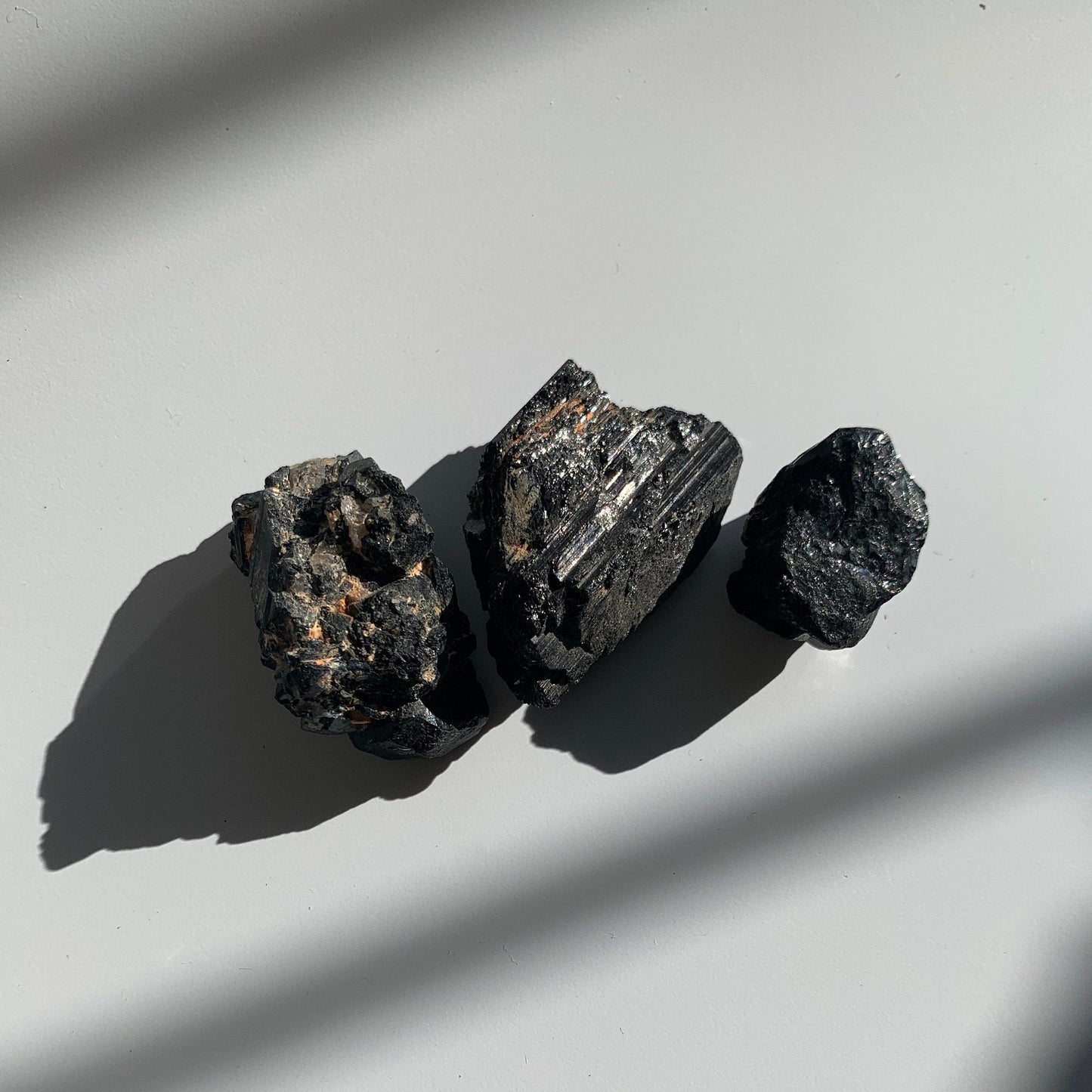 Set of Three Raw Black Tourmaline Tumble Pieces