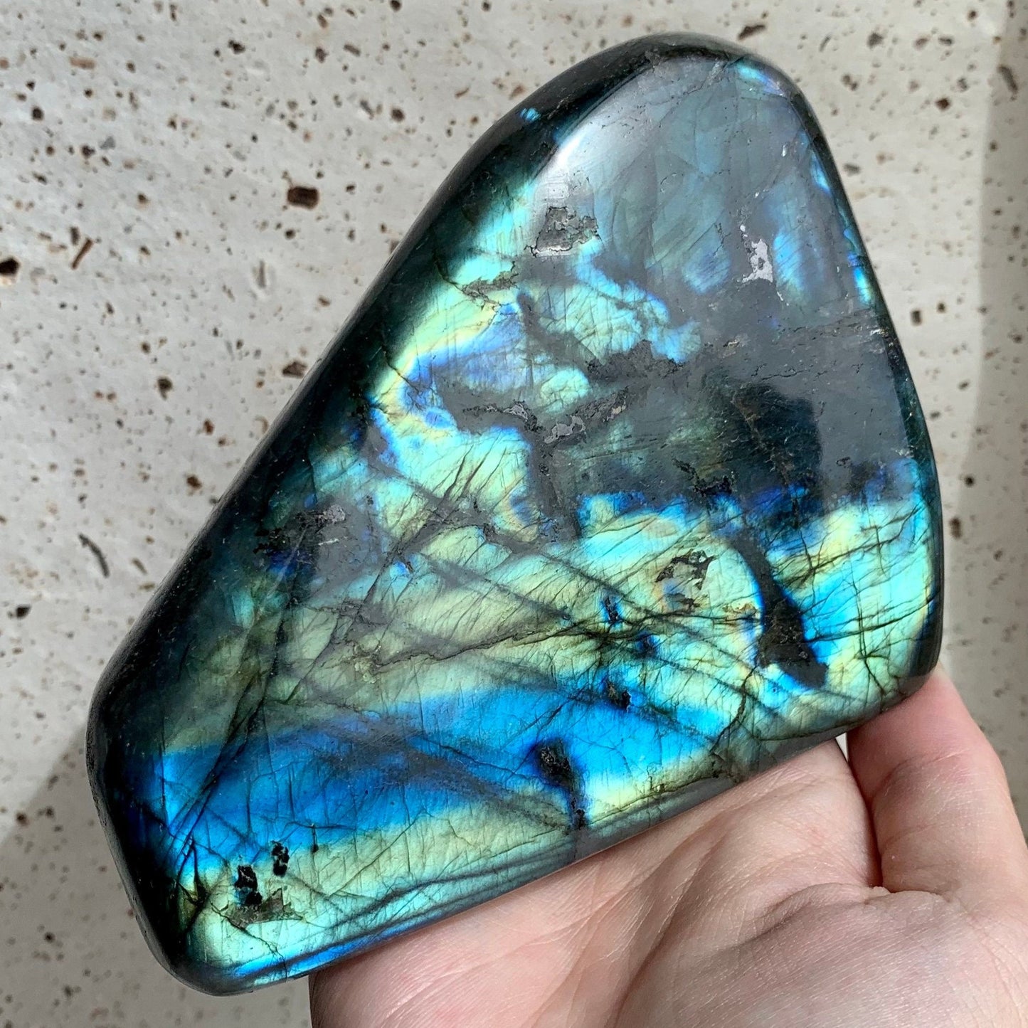 Blue Green Flash Labradorite Triangular Mountain Freeform