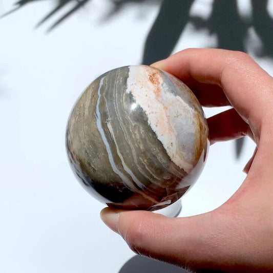 Rainbow Ocean Jasper Crystal Sphere with Grey bandings