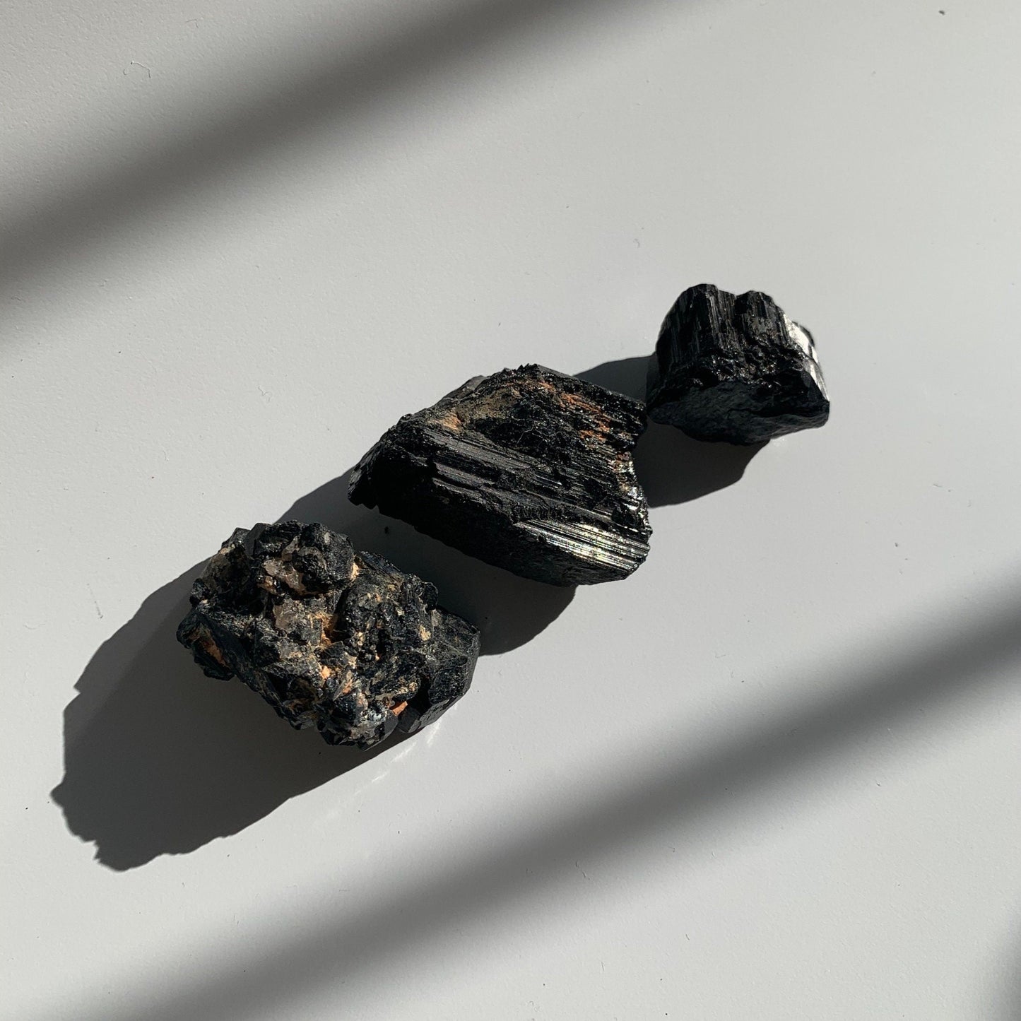 Set of Three Raw Black Tourmaline Tumble Pieces