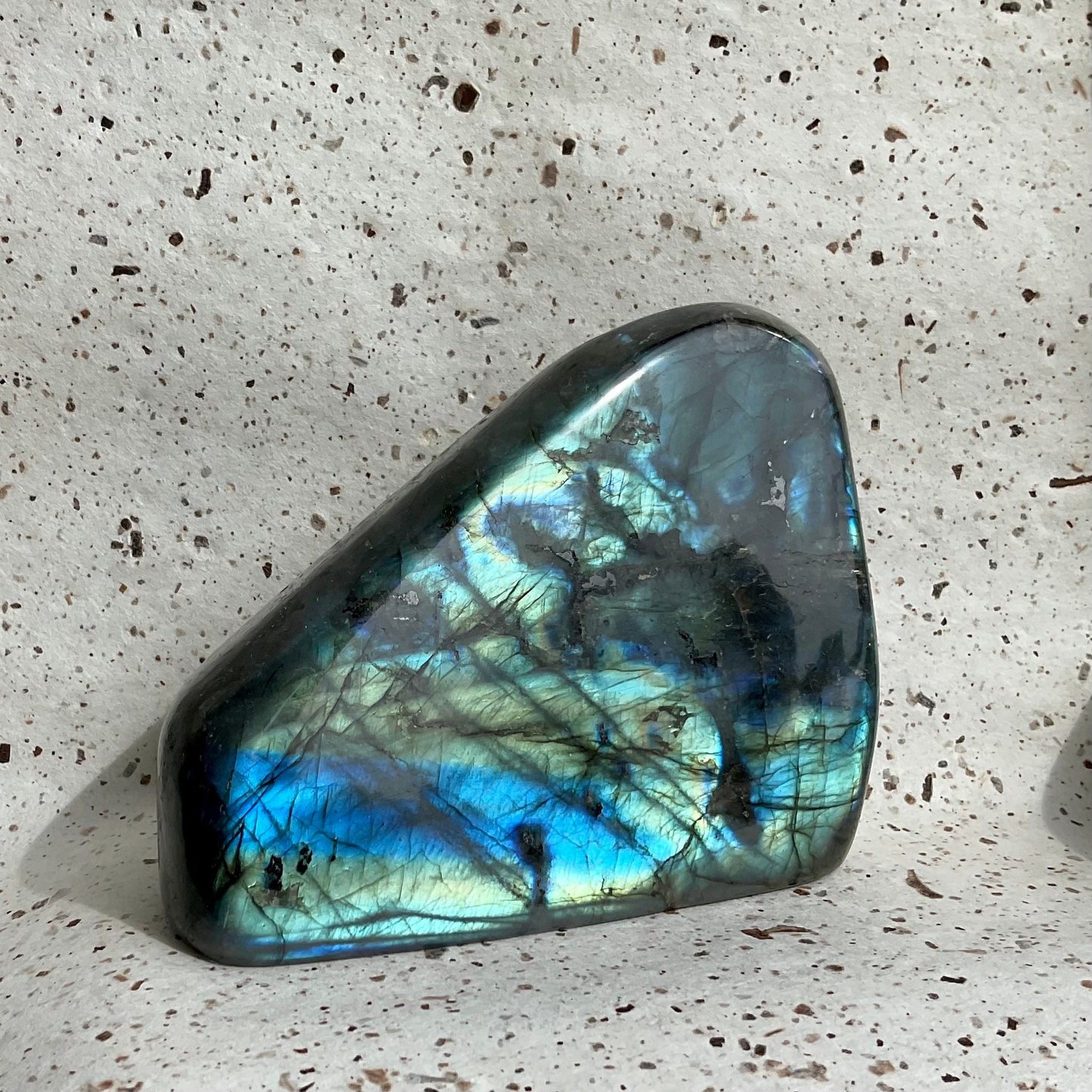 Blue Green Flash Labradorite Triangular Mountain Freeform