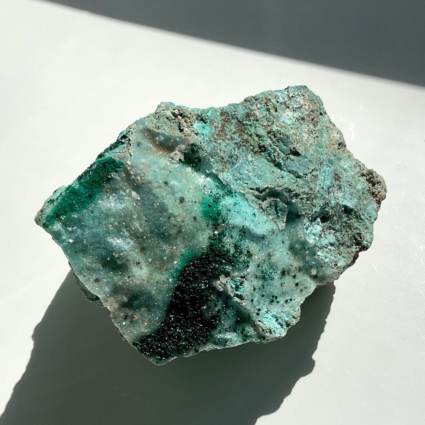 Glittering Raw Druzy Chrysocolla with Malachite Blue Green Specimen