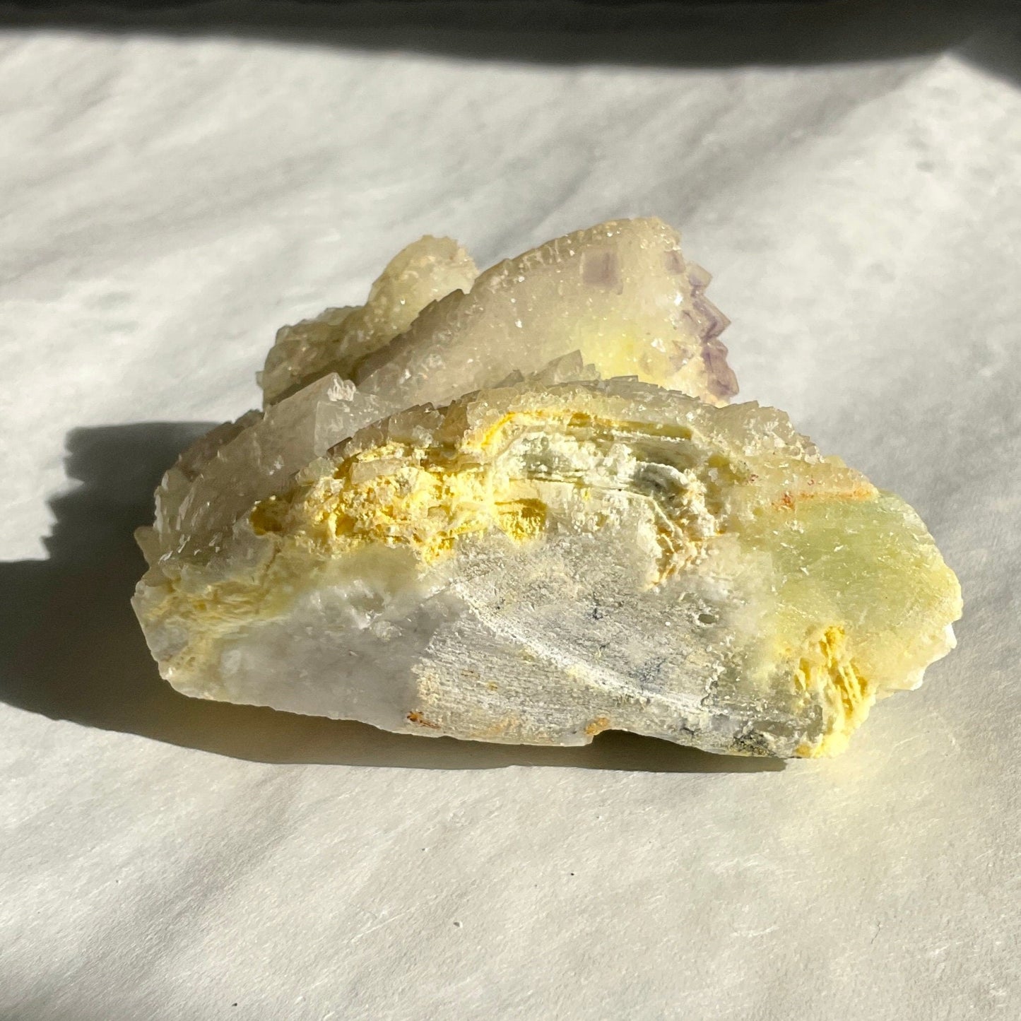 Unique Yellow and Purple Fluorite Quartz Natural Specimen