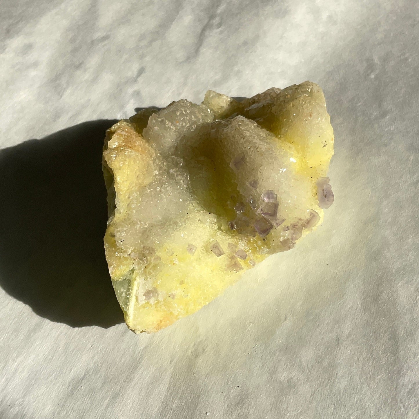 Unique Yellow and Purple Fluorite Quartz Natural Specimen