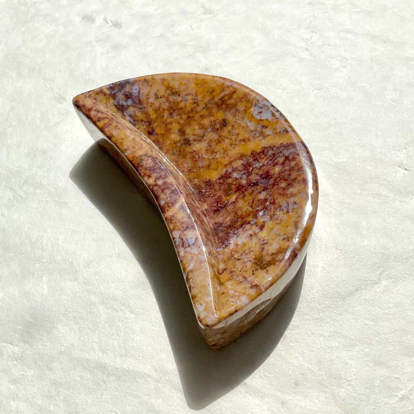 Ocean Jasper Rainbow Moon Crystal Trinket Jewelry Dish Bowl