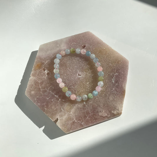 Candy Morganite Crystal Rainbow Bracelet