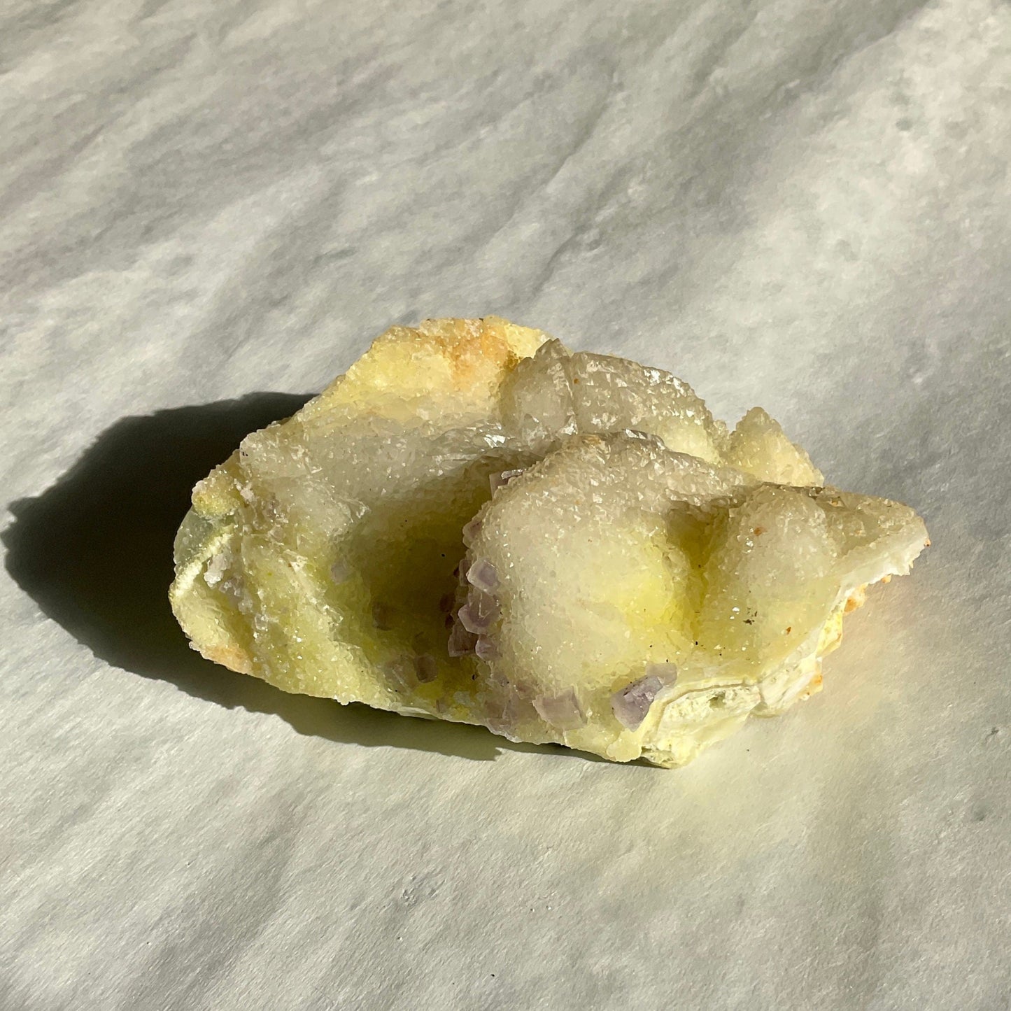 Unique Yellow and Purple Fluorite Quartz Natural Specimen