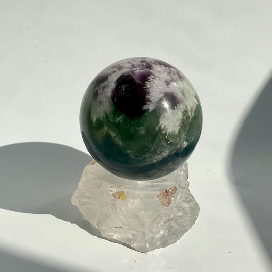 Blue Green Purple Feather Angel Fluorite Sphere