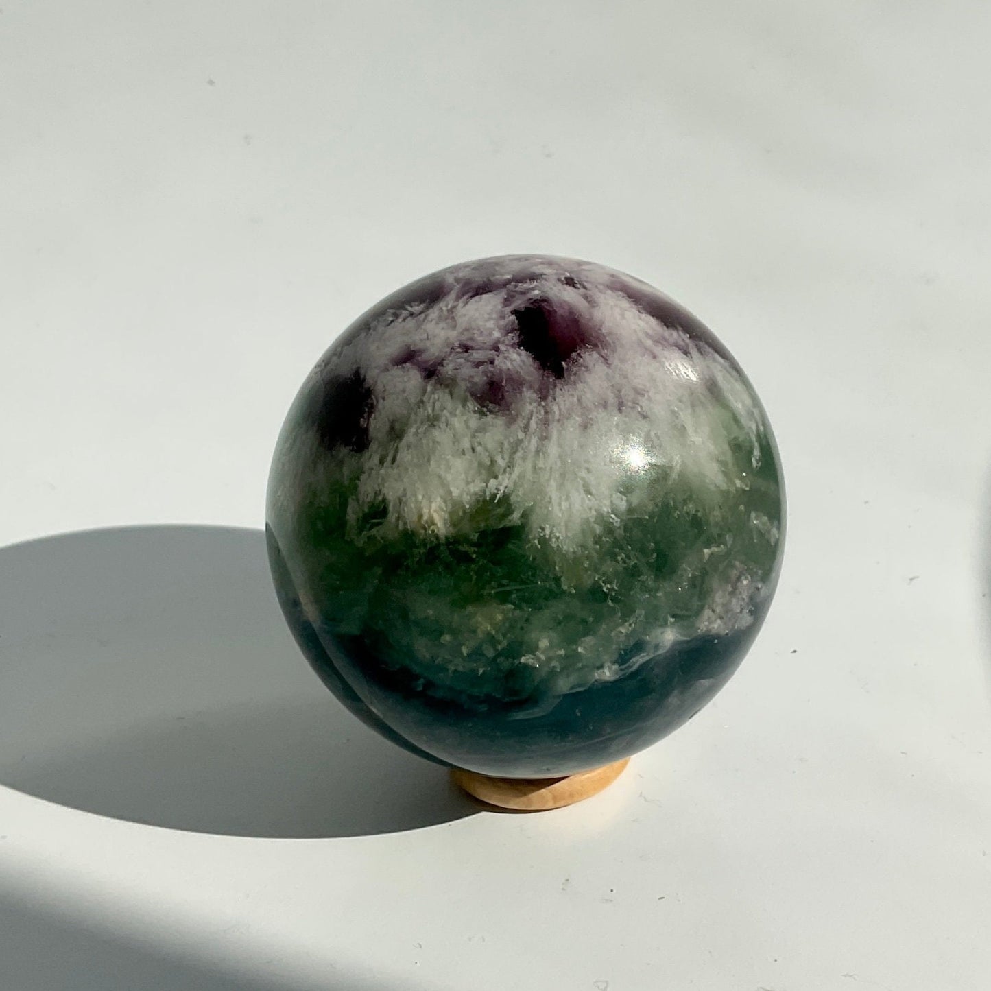 Blue Green Purple Feather Angel Fluorite Sphere