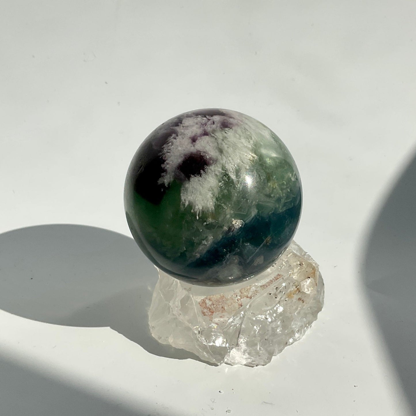 Blue Green Purple Feather Angel Fluorite Sphere