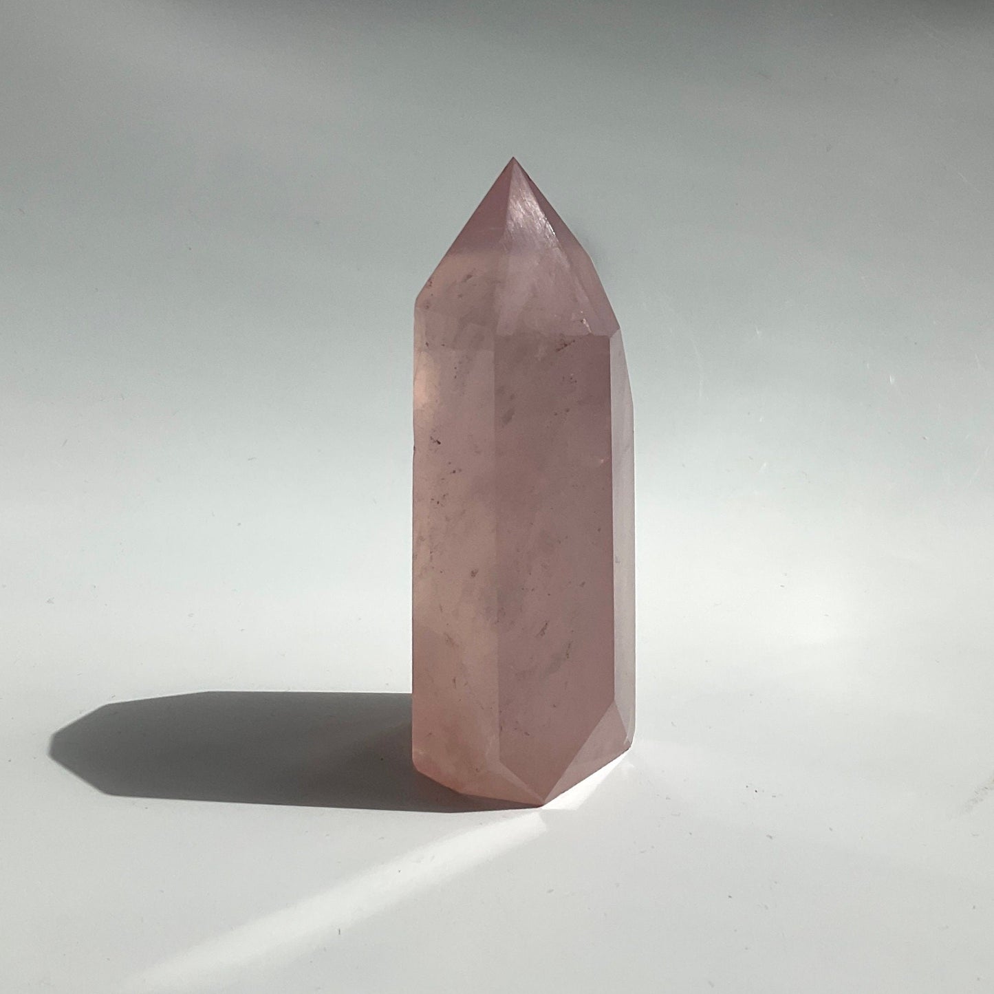 Flashy Sheen Rainbow Gemmy Pink Rose Quartz Tower