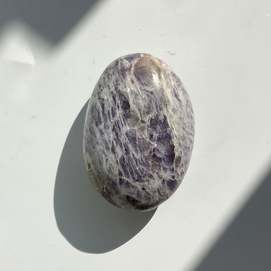 Purple Pink White Lepidolite with Pink tourmaline Palmstone