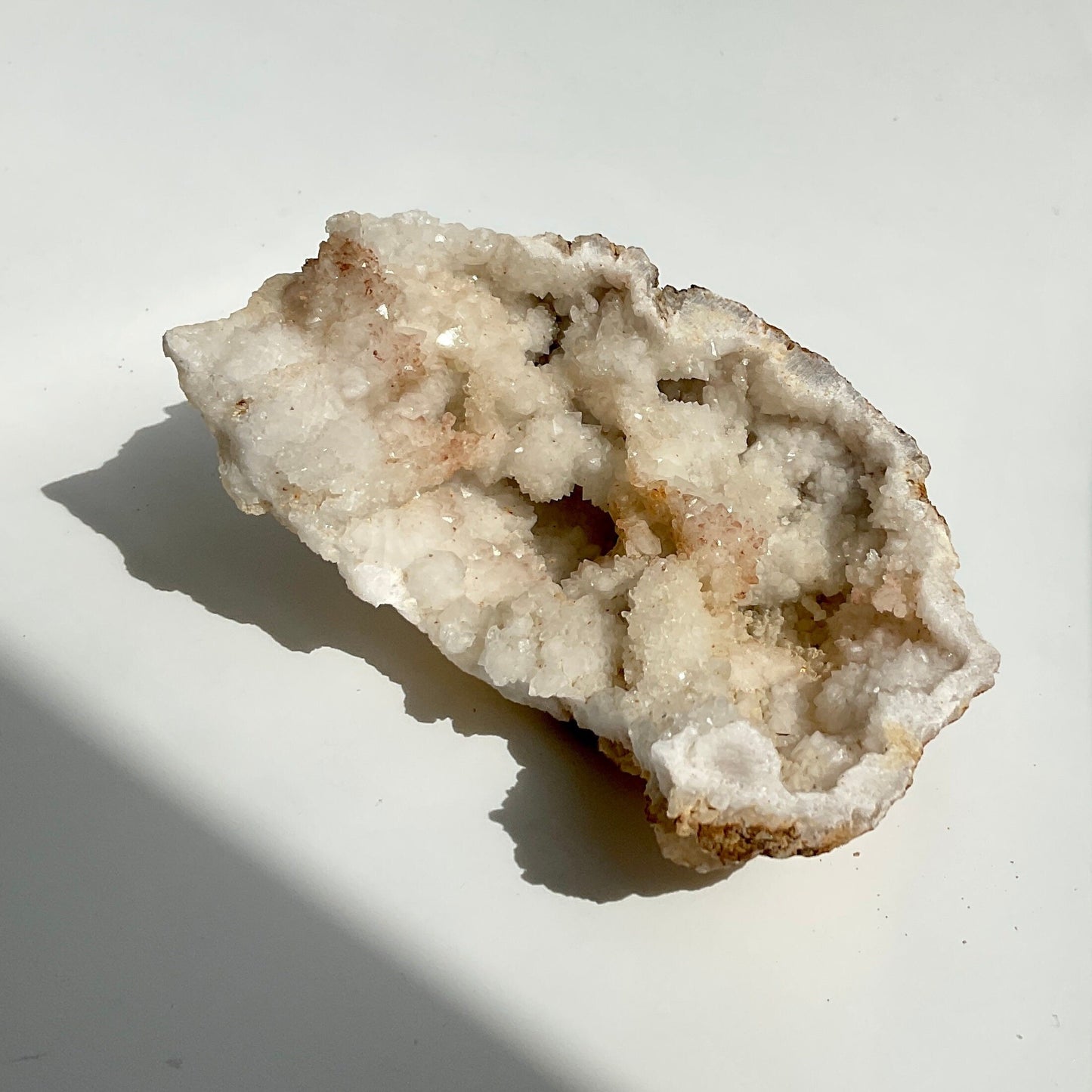 Open Sugar White Druzy Agate and Quartz Geode