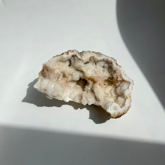 Open Sugar White Druzy Agate and Quartz Geode