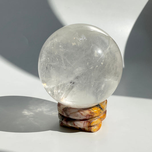 Polished Crazy Lace Agate Crystal Sphere Stand