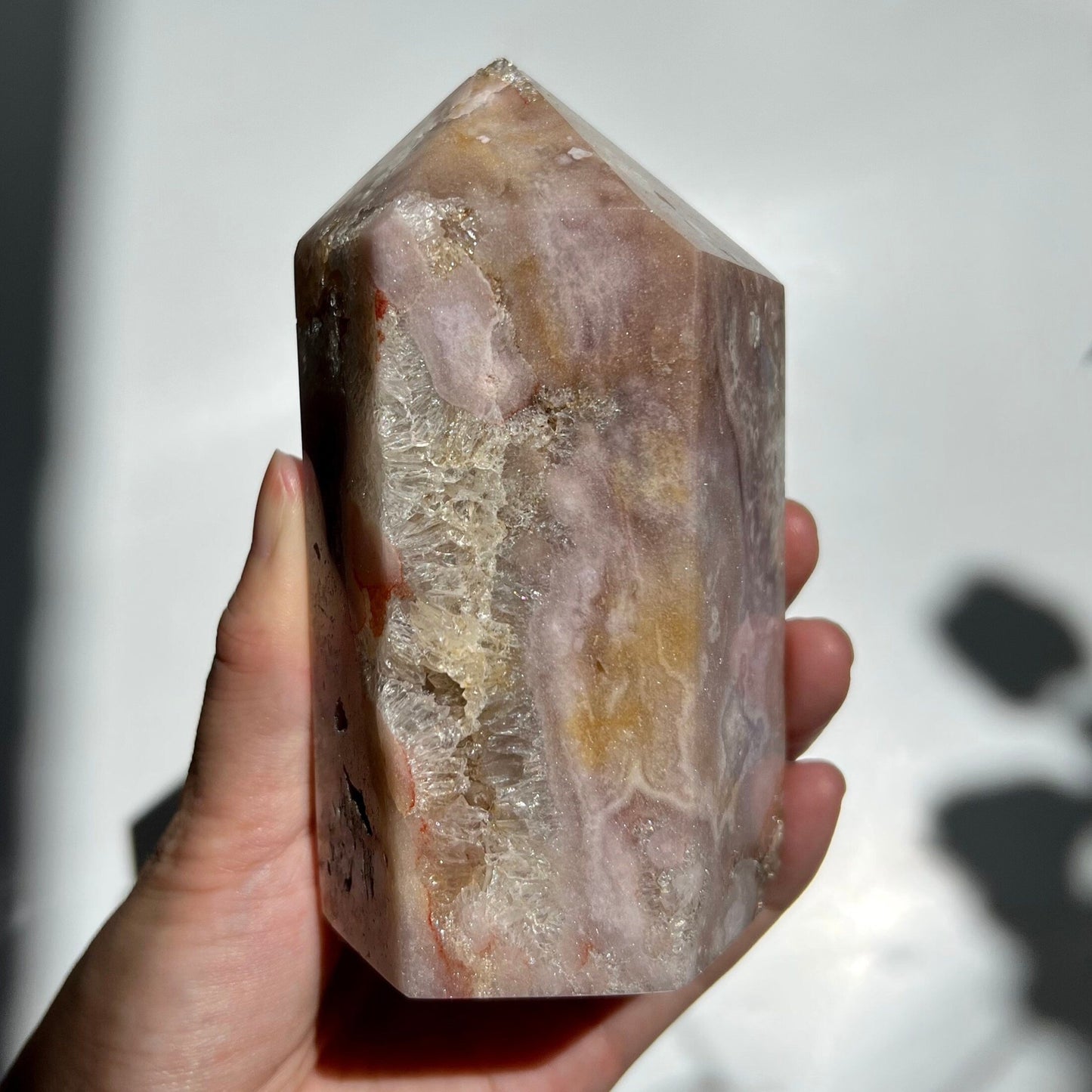 Super Chonky Pink Amethyst Pink Purple Lilac Yellow Rainbow Mix Patterns with Quartz