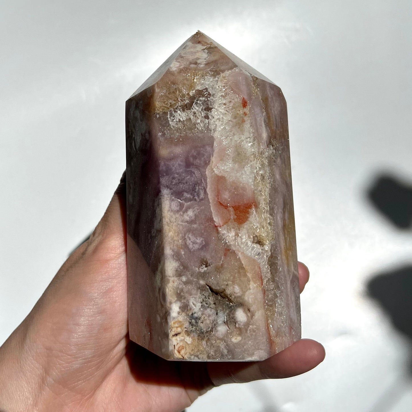 Super Chonky Pink Amethyst Pink Purple Lilac Yellow Rainbow Mix Patterns with Quartz