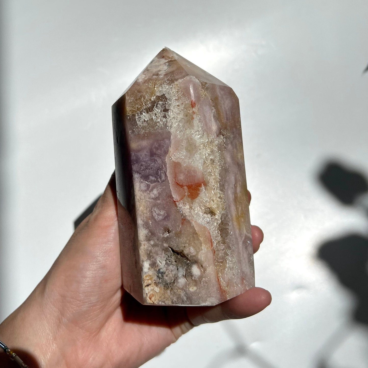 Super Chonky Pink Amethyst Pink Purple Lilac Yellow Rainbow Mix Patterns with Quartz