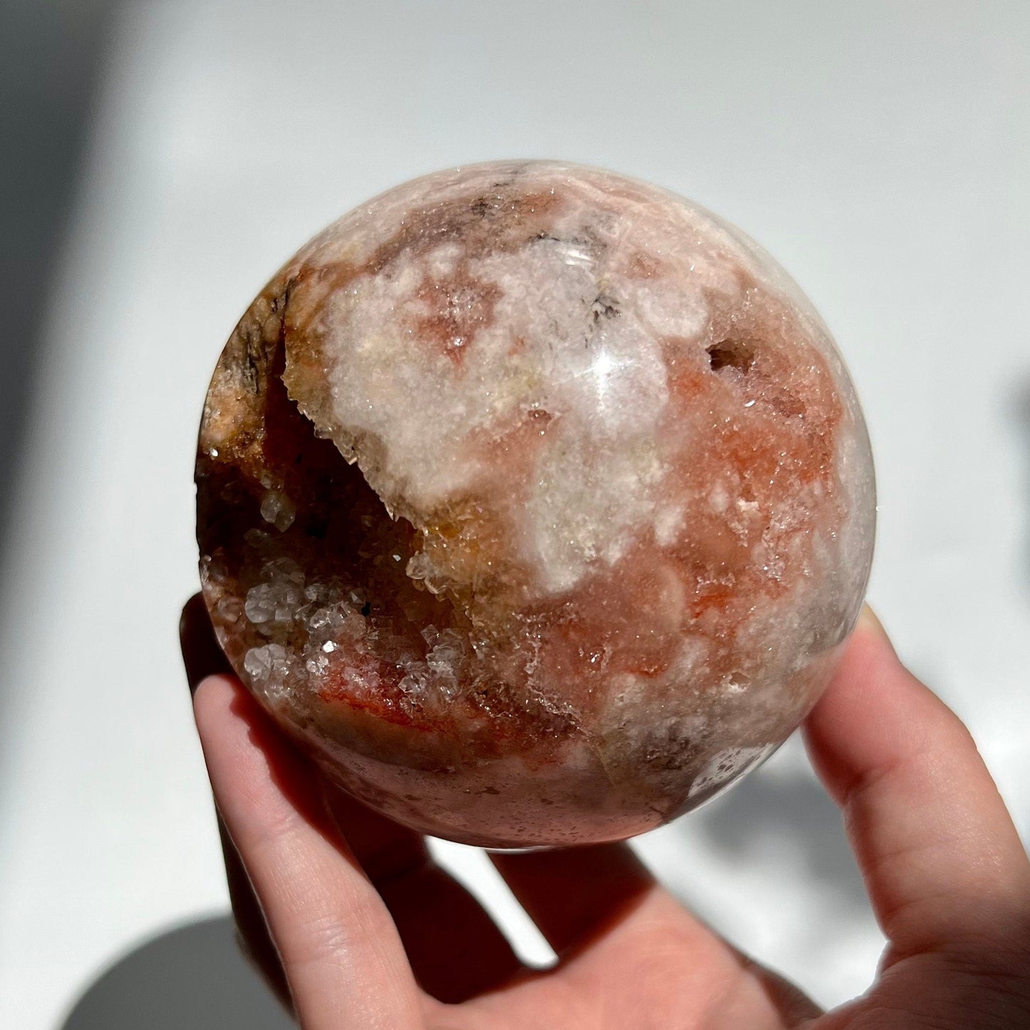 Spring Sakura Pink Amethyst Druzy Crystal Sphere