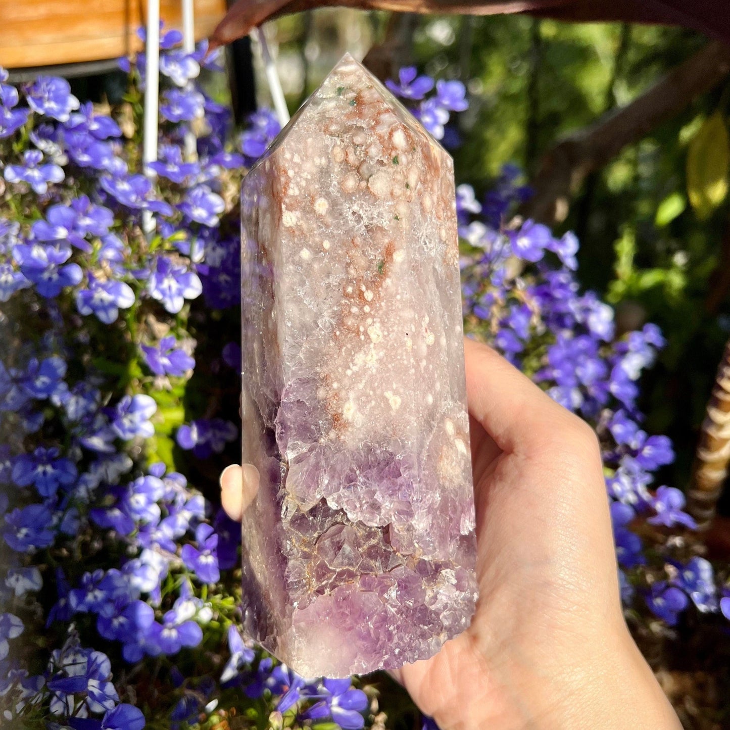 Vibrant Purple Amethyst Flower Agate Pink Amethyst Large Tower