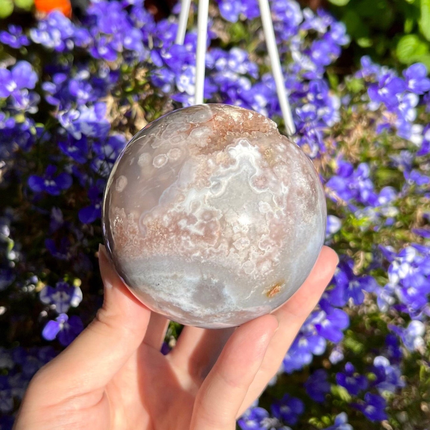 Purple Peach Druze Pink Amethyst Flower Agate Sphere