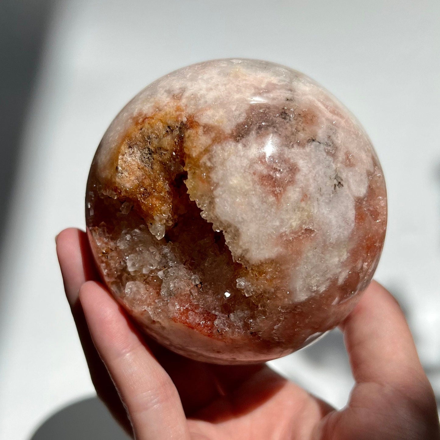 Spring Sakura Pink Amethyst Druzy Crystal Sphere