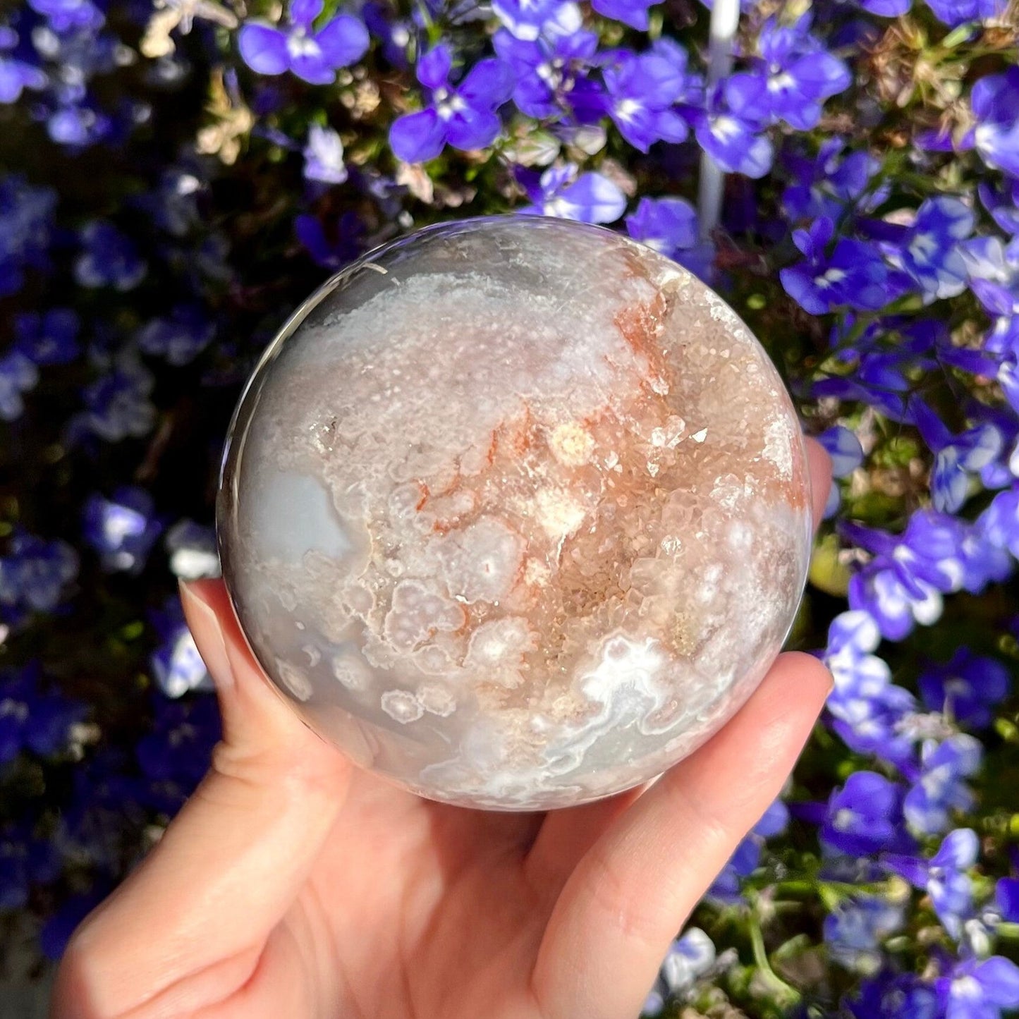 Purple Peach Druze Pink Amethyst Flower Agate Sphere