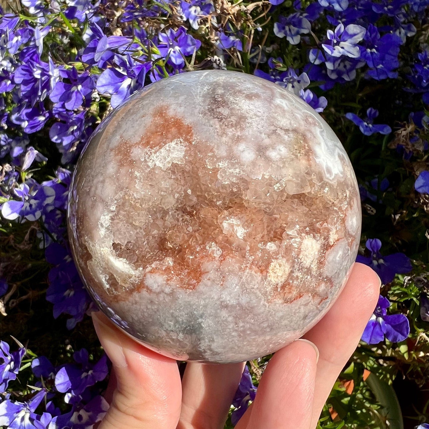 Purple Peach Druze Pink Amethyst Flower Agate Sphere