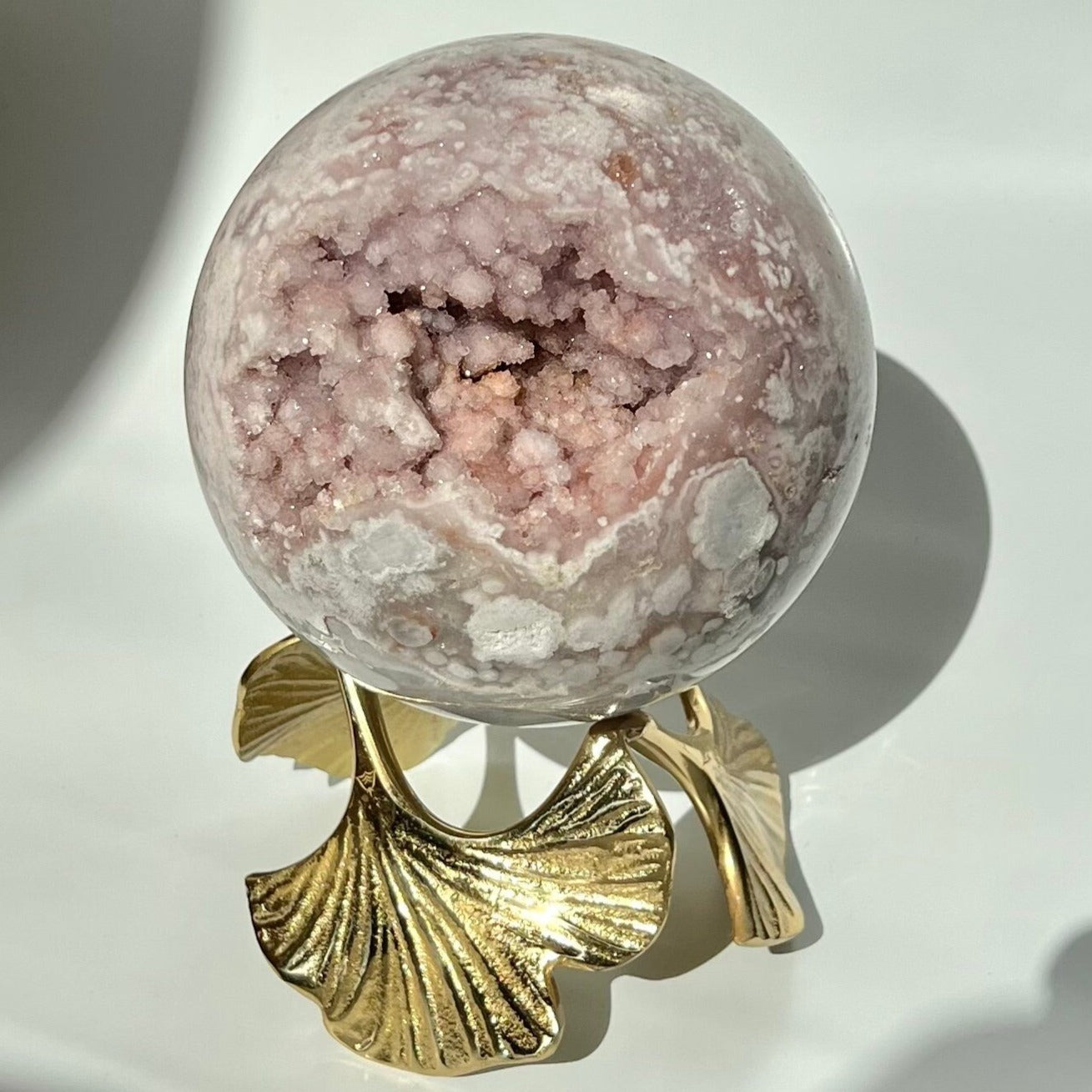 Statement Pastel Dippin' Dots Pink Amethyst Flower Agate Sphere