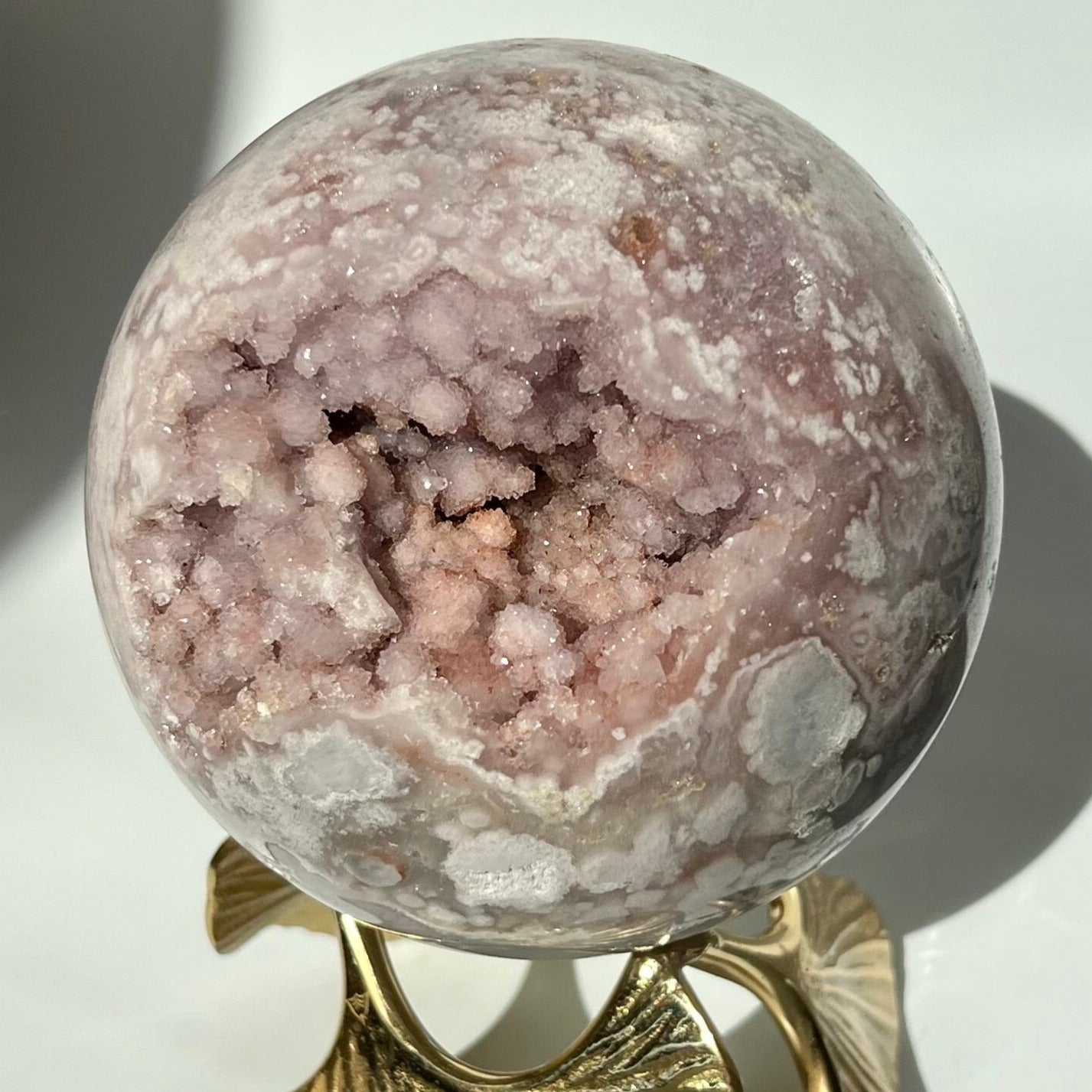 Statement Pastel Dippin' Dots Pink Amethyst Flower Agate Sphere