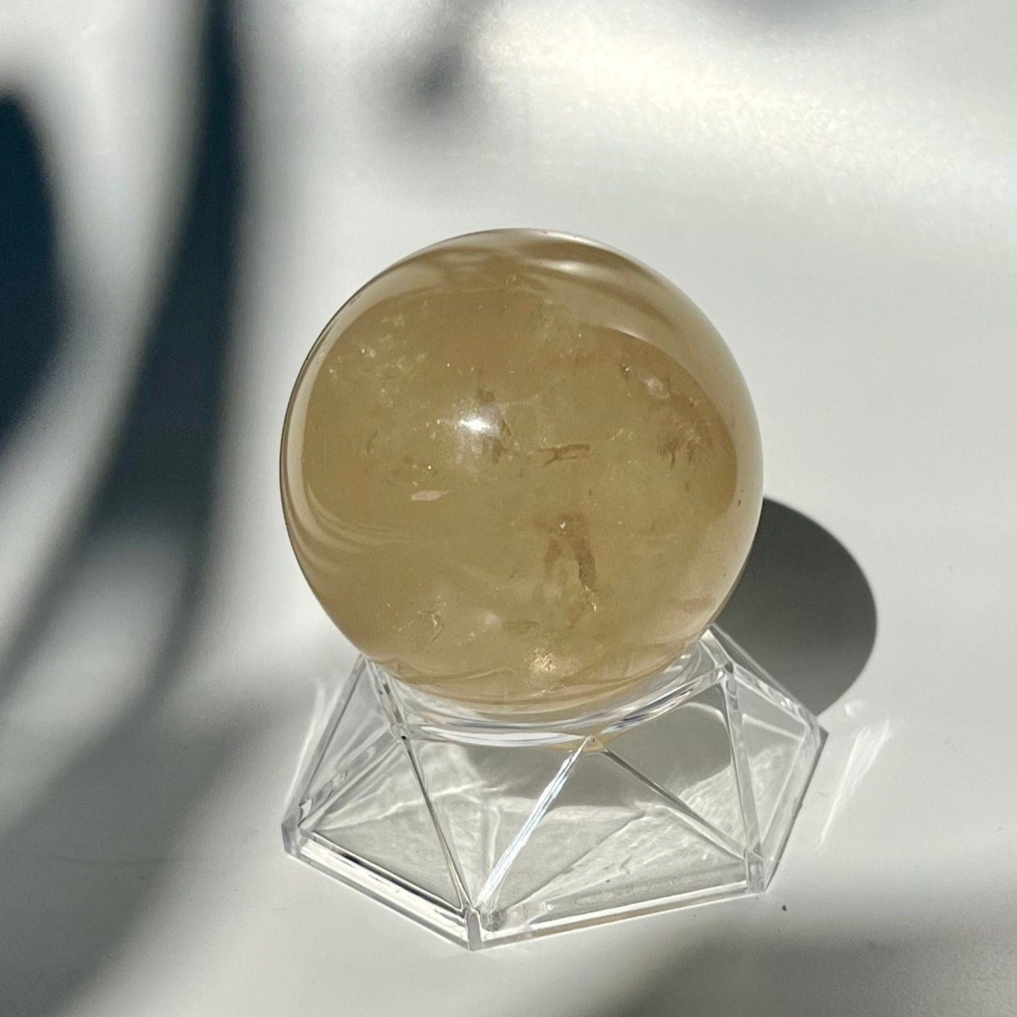 Natural Brazilian Honey Citrine Sphere with rainbows