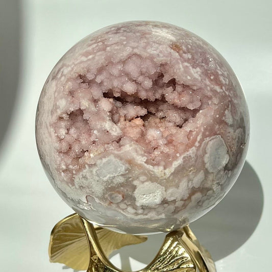 Statement Pastel Dippin' Dots Pink Amethyst Flower Agate Sphere