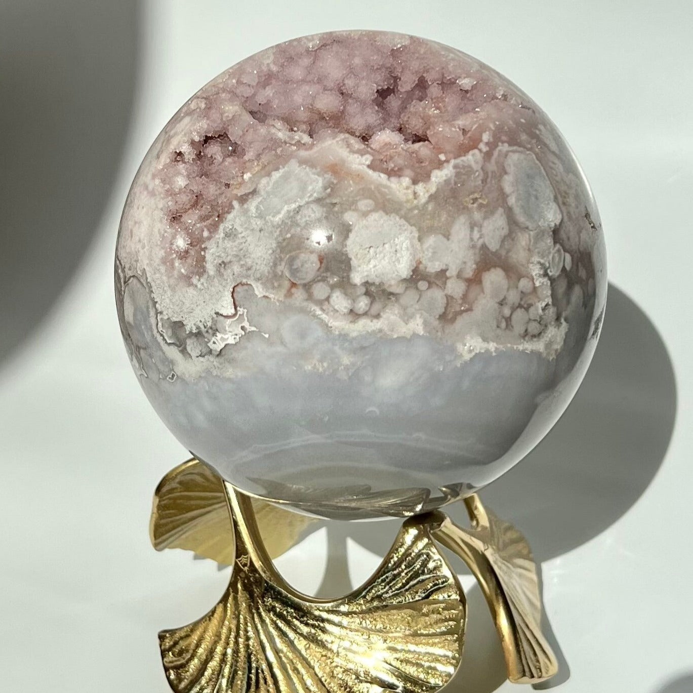 Statement Pastel Dippin' Dots Pink Amethyst Flower Agate Sphere