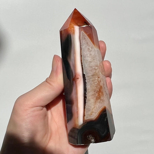 Red Blue Carnelian Agate Full Quartz Crystal Tower