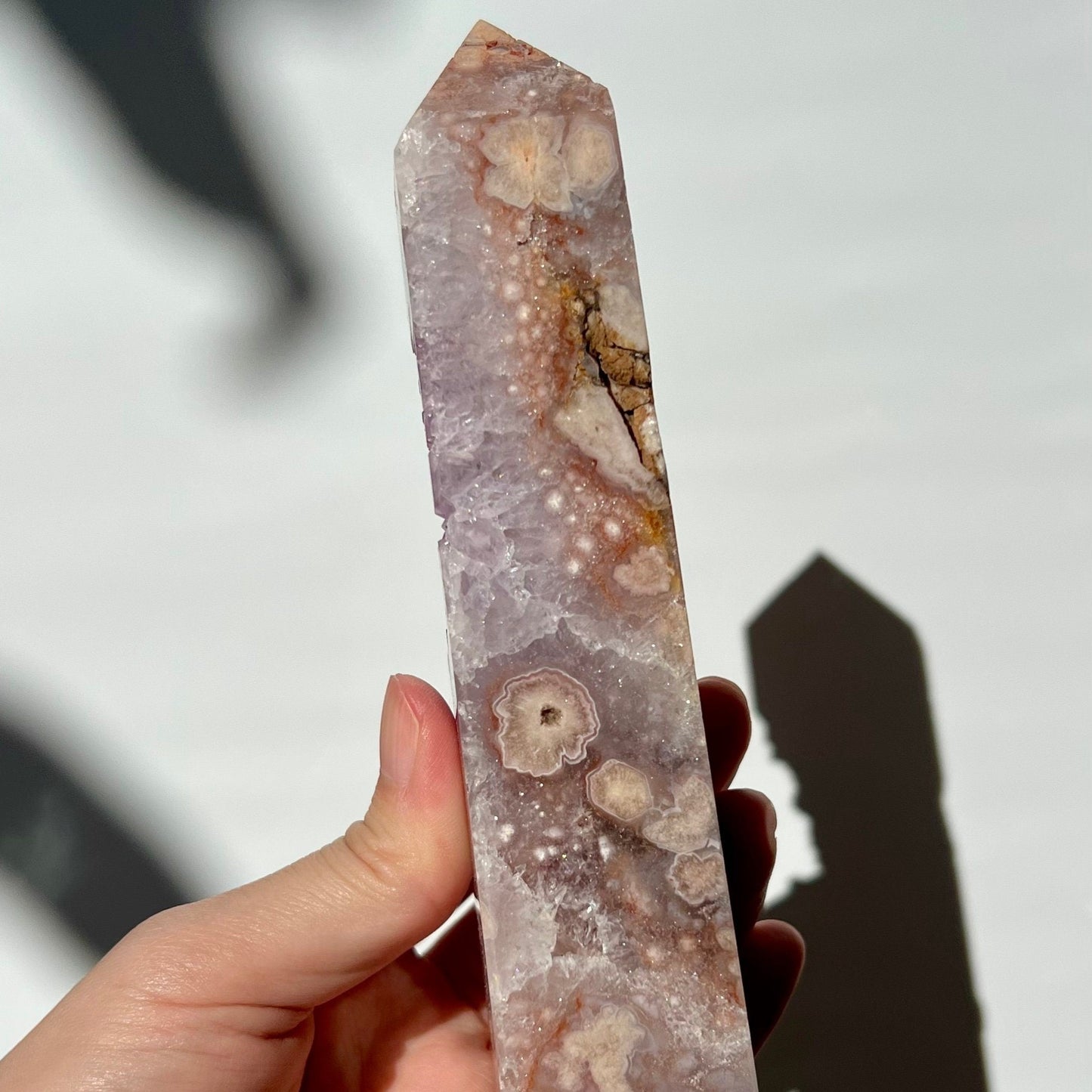 Extra Grade Purple Open Druze Flower Agate Obelisk