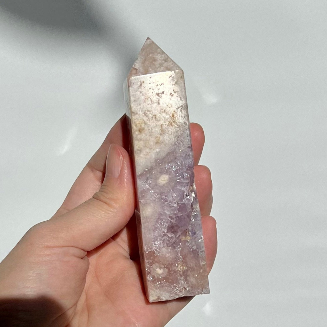 Quartzy Pink Amy Flower Agate Crystal Tower