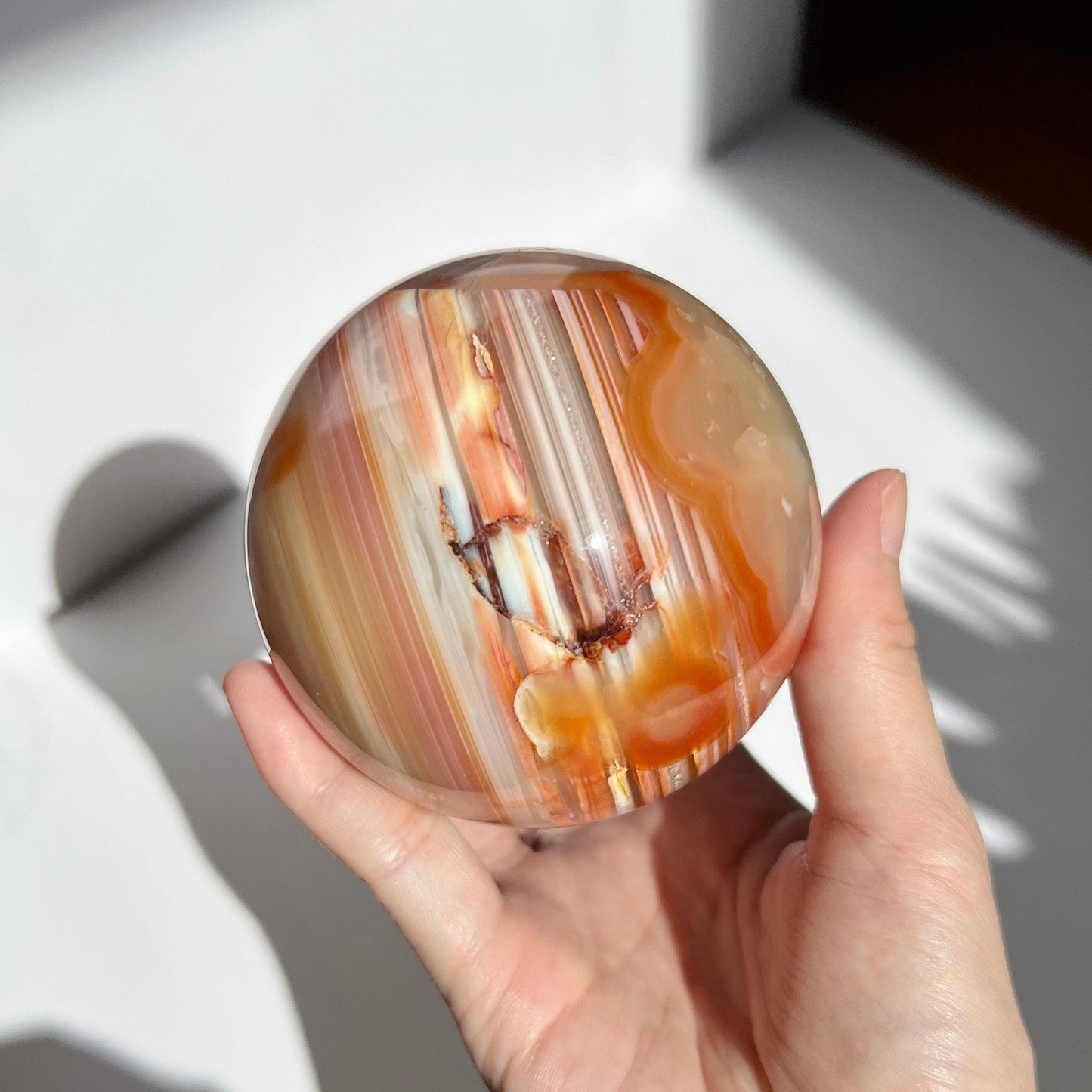 Striking Striped Bandings Carnelian Flower Agate Sphere