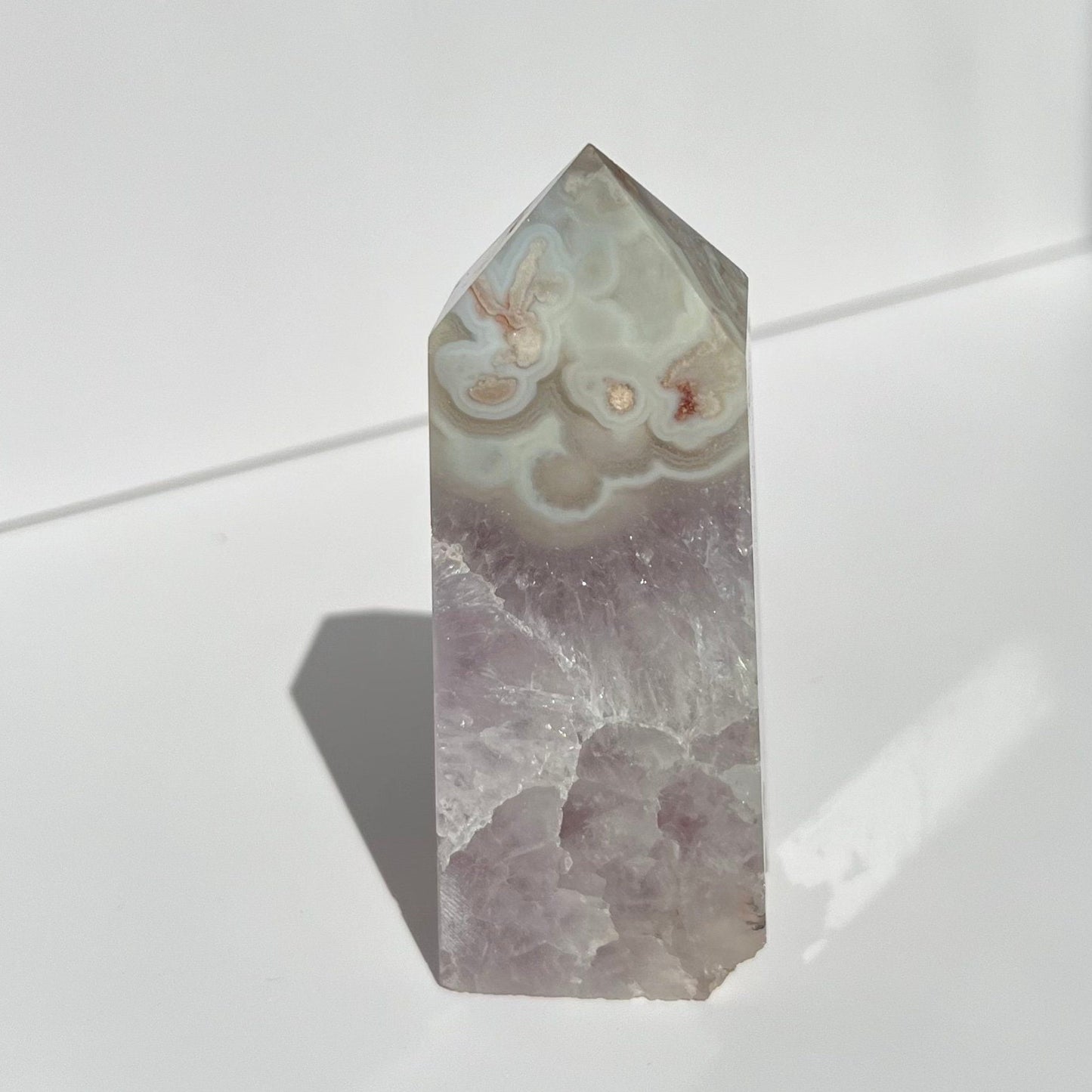 Lilac Light Amethyst Quartz Filled Bandings Obelisk