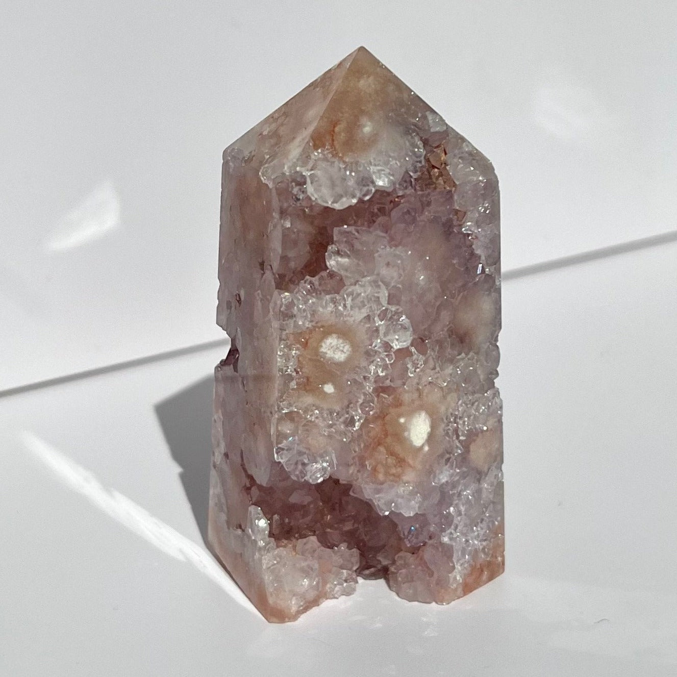 Flowery All Open Druzy Pink Amethyst Tower