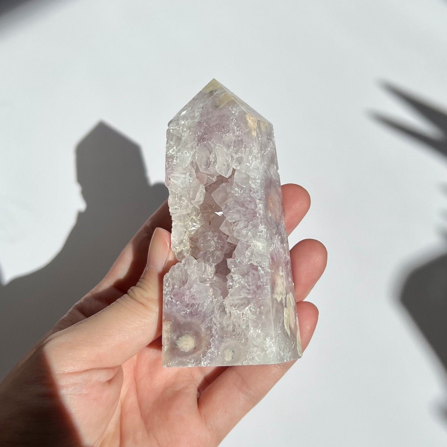 Open Quartz Light Pink Amethyst Cute Tower