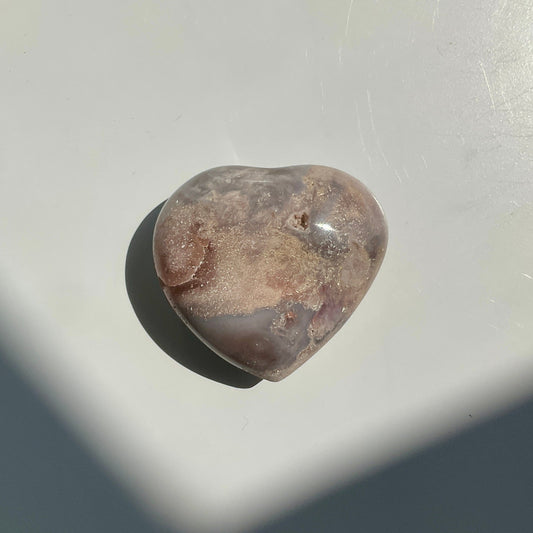 Small Pocket Piece Purple Pink Amethyst Heart Carving