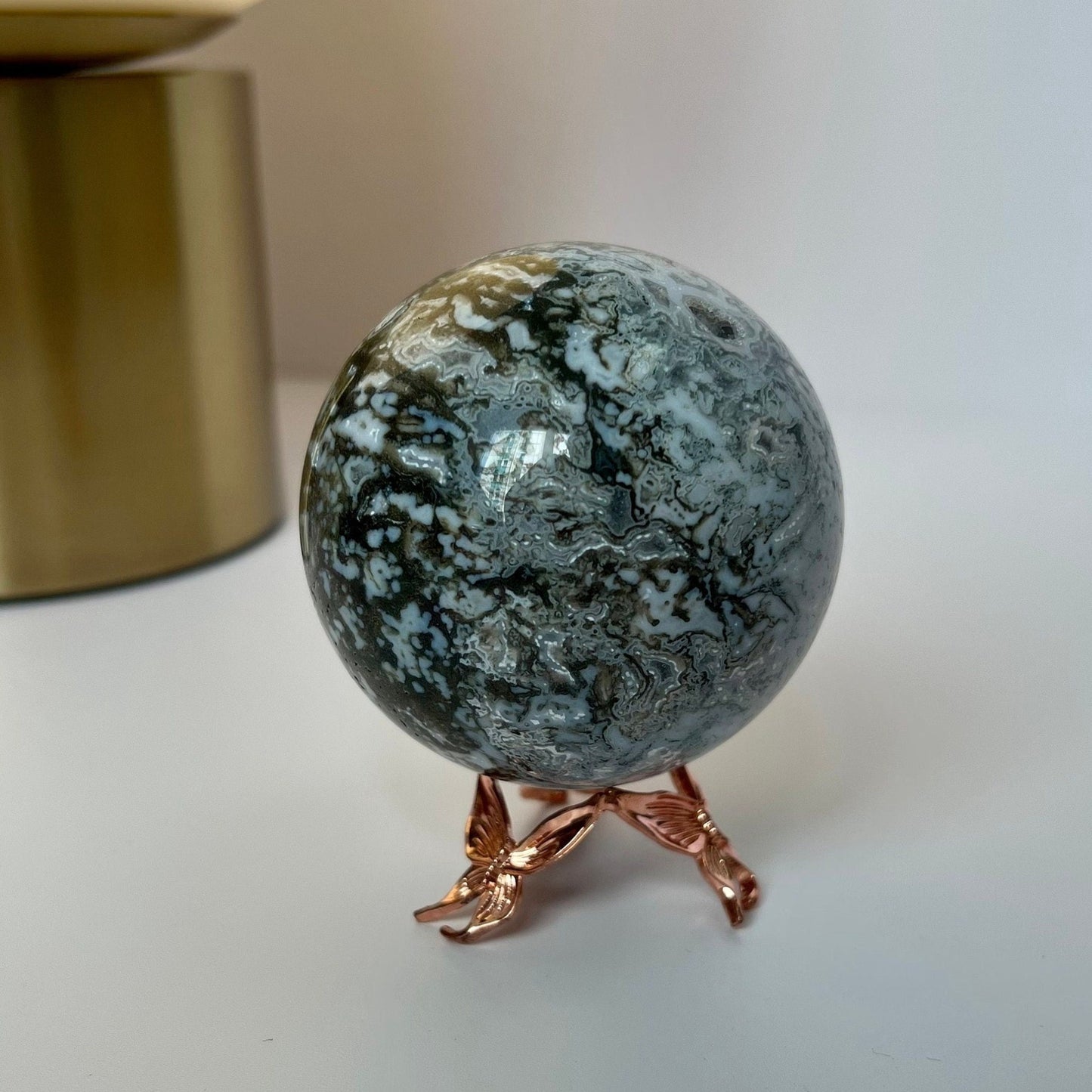 Rare Purple Moss Agate Scenic Patterns Sphere