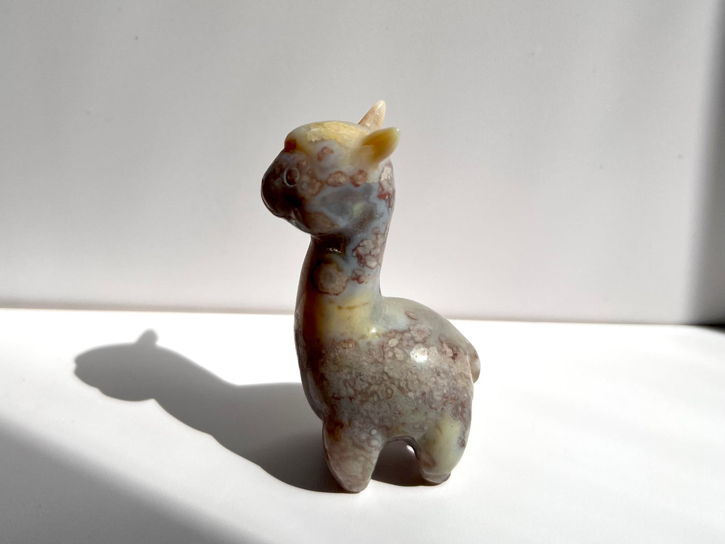 Chubby Flower Agate Alpaca Figurine