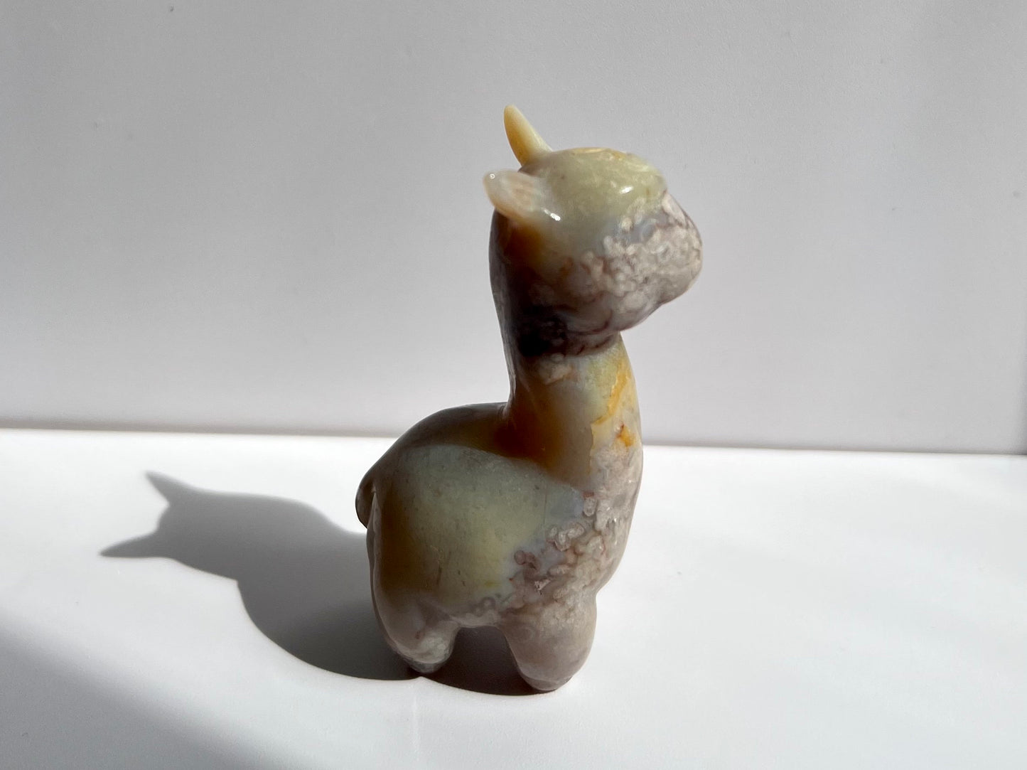 Chubby Flower Agate Alpaca Figurine