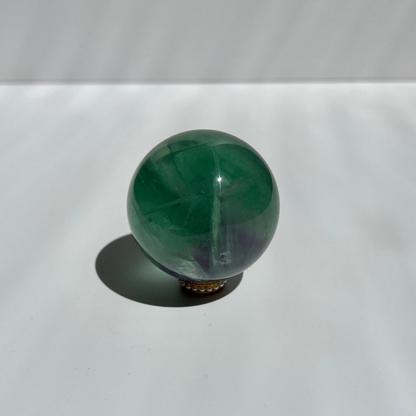 Rainbow Clear Green Purple Fluorite Sphere with sheen