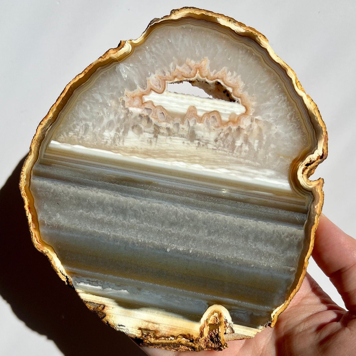 Rainbow Unique Striped Bandings Agate Slice Coaster